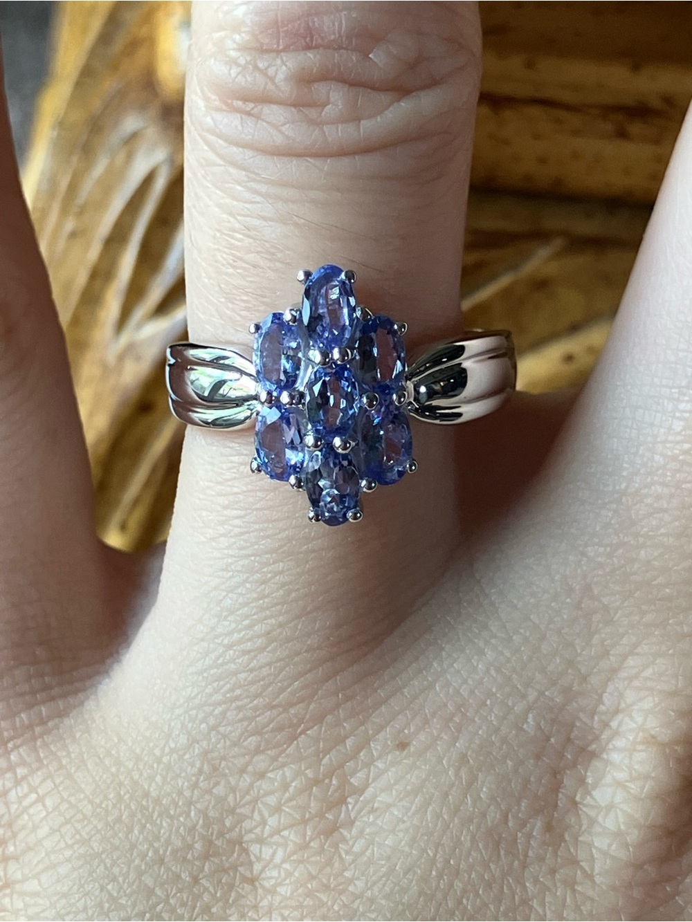 Genuine Tanzanite Sterling Silver Ring Size 8